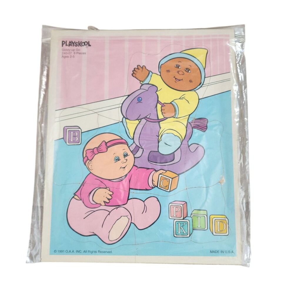 1991 Playskool Cabbage Patch Kids "Giddy-Up Go" wooden tray puzzle.
